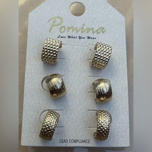 3 Pair of Post-Back Small Semi Hoops